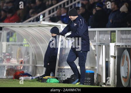 HARTLEPOOL, ENGLAND - am 1. Januar Hartlepool United manager Dave Challinor während des Vanarama nationalen Liga Match zwischen Hartlepool United und Harrogate Stadt im Victoria Park, Hartlepool am Mittwoch, den 1. Januar 2020. (Credit: Mark Fletcher | Kredit: MI Nachrichten & Sport/Alamy leben Nachrichten Stockfoto