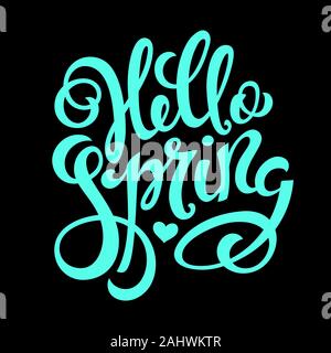 Hallo Frühling, handgezeichneten Schriftzug. Vector Illustration. Stock Vektor