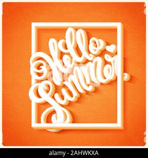 Hallo Sommer, handgezeichneten Schriftzug. Vector Illustration. Stock Vektor