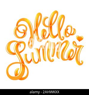 Hallo Sommer, handgezeichneten Schriftzug. Vector Illustration. Stock Vektor