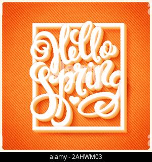 Hallo Frühling, handgezeichneten Schriftzug. Vector Illustration. Stock Vektor