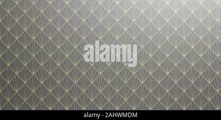 Art déco-geometrischen nahtlose Muster. Retro Vintage eleganten Hintergrund in Hochglanz grau Schwarz und Gold Farbe. 3D-Darstellung Stockfoto