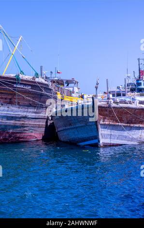 Dhaus im Hafen Berbera, Somaliland Stockfoto