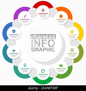 Business, Pharmazie und Technik Schaltplan, flache Bauform Rundschreiben Infografik Vorlage, Web Präsentation in zehn Optionen, Vector Illustration in eps 10. Stock Vektor