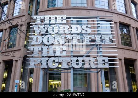 "Die Wörter nicht das Bild "Display außerhalb von Vancouver Public Library, Vancouver, British Columbia, Kanada anbringen Stockfoto