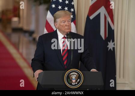 Washington, District of Columbia, USA. 20 Sep, 2019. Us-Präsident Donald Trump spricht während einer Pressekonferenz im Weißen Haus am 9. September, 2019 in Washington, DC Quelle: Alex Edelman/ZUMA Draht/Alamy leben Nachrichten Stockfoto