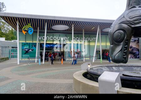 Eingang zum Vancouver Aquarium im Stanley Park, Vancouver, British Columbia, Kanada Stockfoto