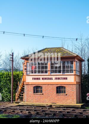 Frome Mineral Kreuzung Stellwerk, Didcot Railway Centre, Didcot, Oxfordshire, England, UK, GB. Stockfoto