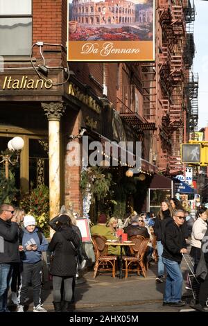 Da Gennaro italienisches Restaurant in Mulberry Street, Little Italy, NEW YORK Stockfoto