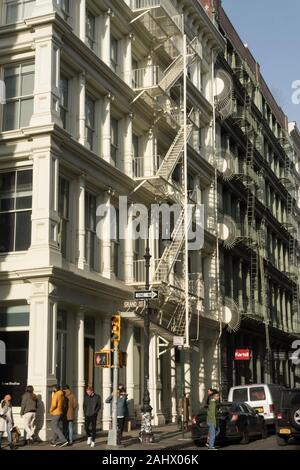 Fassaden auf Greene Street in SoHo Gusseisen Historic District, NEW YORK Stockfoto