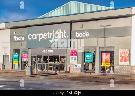 CHESTER, VEREINIGTES KÖNIGREICH - Dezember 25th, 2019: carpetright Superstore store Front Stockfoto