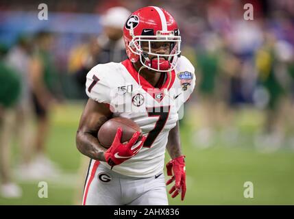 New Orleans, Louisiana, USA. 01 Jan, 2020. Georgien zurück laufen D'Andre Swift (7) während der pregame der NCAA Football Spiel Action zwischen dem Georgia Bulldogs und die Baylor Bears bei Mercedes-Benz Superdome in New Orleans, Louisiana. Johann Mersits/CSM/Alamy leben Nachrichten Stockfoto