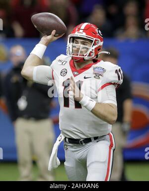 New Orleans, USA. 01 Jan, 2020. Georgia Bulldogs Quarterback Jake Fromm (11) wirft gegen die Baylor Bears im Sugar Bowl in der Mercedes-Benz Superdome in New Orleans am Mittwoch, dem 1. Januar 2020. Foto von AJ Sisco/UPI Quelle: UPI/Alamy leben Nachrichten Stockfoto