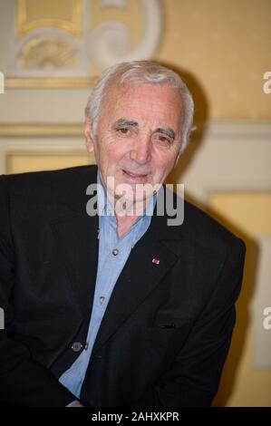 Mailand, 09. Oktober 2009, Foto Call Pressekonferenz Präsentation der Konzerte in Italien von Charles Aznavour Stockfoto