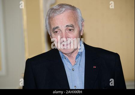 Mailand, 09. Oktober 2009, Foto Call Pressekonferenz Präsentation der Konzerte in Italien von Charles Aznavour Stockfoto