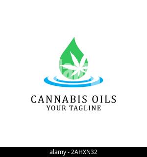 Cannabis Cannabis Öl Logo Schablone, Logo Designs Stock Vektor