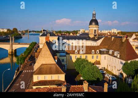 Frankreich, Saône-et-Loire (71), Chalon-sur-Saône, Saint-Laurent Brücke und Saint Laurent Insel Stockfoto