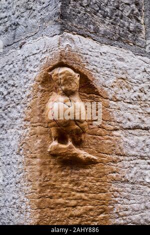 Frankreich, Côte d'Or (21), Kulturlandschaft Burgund Klimas als Weltkulturerbe von der UNESCO, Dijon klassifiziert, Owl geschnitzten Glücksbringer Stockfoto