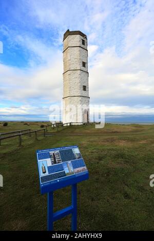 Die Chalk Turm bei Flamborough Head, 1674 als Leuchtturm gebaut, East Riding von Yorkshire, England, Großbritannien Stockfoto