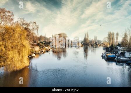 Bille in Hamburg, Deutschland auf klaren kalten Wintertag Stockfoto
