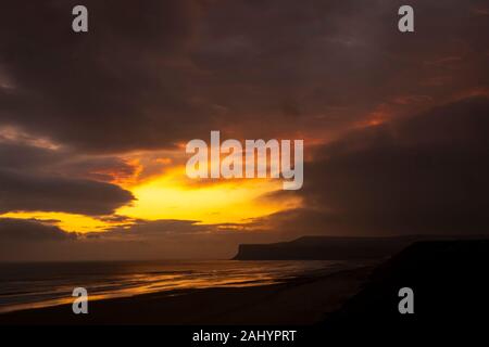 Jagd Cliff, saltburn bei Sonnenaufgang Stockfoto