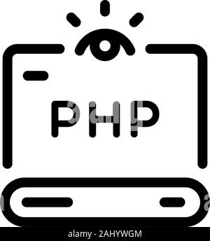 Symbol der Codierung, Programmierung. Website Layout. Vector Icons auf einem weißen Hintergrund. Trendy lineare Symbol. Symbol für Website und Drucken. Logo, Emblem, Symbol. In Stock Vektor