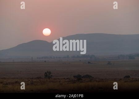 Sonnenuntergang, Nambiti Game Reserve, Südafrika Stockfoto