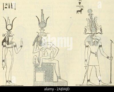 Ägypten und die Sûdân; Handbuch für Reisende. 5. Harendotes. 6. Hathor. 7. Kuh - headedHathor.. 8. Isis. 9. Isis, saugen theinfant Horus. 10. Khnum. yi.? EGYPTlAN RELIGION. ClT Stockfoto