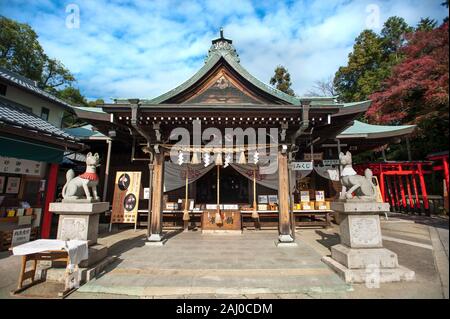 INUYAMA, JAPAN - 24. November 2016 - Sankou Inari Shrine, Inuyama Castle, Aichi-Präfektur, Japan. Inari ist eine beliebte japanische Gottheit, die mit Füchsen in Verbindung gebracht wird. Stockfoto