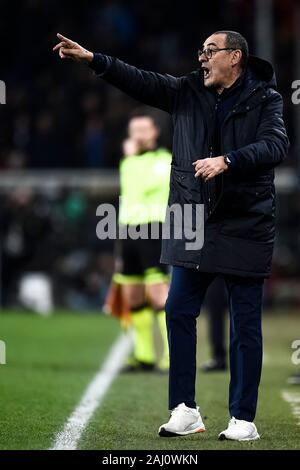 Genua, Italien. 18 Dezember, 2019: Maurizio Sarri, Cheftrainer des FC Juventus, Gesten während der Serie ein Fußballspiel zwischen UC Sampdoria und Juventus Turin. Credit: Nicolò Campo/Alamy leben Nachrichten Stockfoto