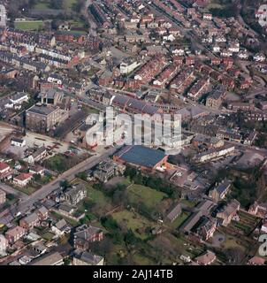 1986 Leeds City Centre, aus der Luft, West Yorkshire, Nordengland, Großbritannien, historisches Luftbild Stockfoto