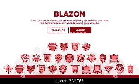 Blasonierung Schild Formen Landung Header Vektor Stock Vektor