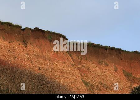 Die Erosion der Küsten auf hordle Klippe, 24. Dezember 2019 Lymington, Hampshire, Großbritannien Stockfoto