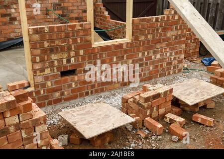 Ein teilweise gebaut hintere Erweiterung Projekt an einem Haus in Cheshire UK Stockfoto