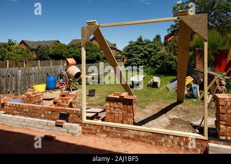 Ein teilweise gebaut hintere Erweiterung Projekt an einem Haus in Cheshire UK Stockfoto