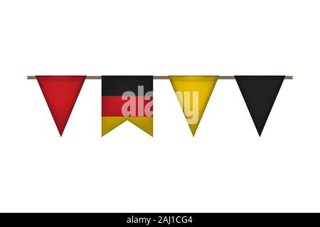 Deutschland Girlande mit Fahnen. Karneval und Festival Veranstaltung. Vector Illustration. Schwarz, rot, gelb Stock Vektor