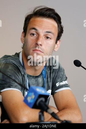 Perth, Australien. 2. Januar 2020; RAC Arena, Perth, Western Australia, Australien; ATP-Cup Team Pressekonferenzen, Spanien; Stefano Travaglia von Italien spricht an der Mannschaften Pressekonferenz - Redaktionelle Verwendung Credit: Aktion Plus Sport Bilder/Alamy leben Nachrichten Stockfoto