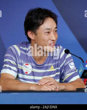 Perth, Australien. 2. Januar 2020; RAC Arena, Perth, Western Australia, Australien; ATP-Cup Team Pressekonferenzen, Japan; Go Soeda von Japan spricht an der team Pressekonferenz - Redaktionelle Verwendung Credit: Aktion Plus Sport Bilder/Alamy leben Nachrichten Stockfoto