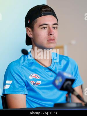Perth, Australien. 2. Januar 2020; RAC Arena, Perth, Western Australia, Australien; ATP-Cup Team Pressekonferenzen, Spanien; Leyton Rivera von Norwegen an den Mannschaften Pressekonferenz - Redaktionelle Verwendung Credit: Aktion Plus Sport Bilder/Alamy leben Nachrichten Stockfoto
