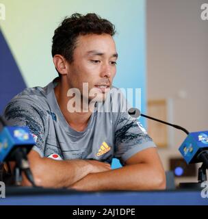 Perth, Australien. 2. Januar 2020; RAC Arena, Perth, Western Australia, Australien; ATP-Cup Team Pressekonferenzen, Japan; Ben McLachlan von Japan spricht an der team Pressekonferenz - Redaktionelle Verwendung Credit: Aktion Plus Sport Bilder/Alamy leben Nachrichten Stockfoto