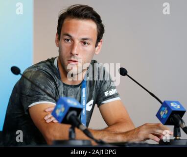 Perth, Australien. 2. Januar 2020; RAC Arena, Perth, Western Australia, Australien; ATP-Cup Team Pressekonferenzen, Spanien; Stefano Travaglia von Italien spricht an der Mannschaften Pressekonferenz - Redaktionelle Verwendung Credit: Aktion Plus Sport Bilder/Alamy leben Nachrichten Stockfoto