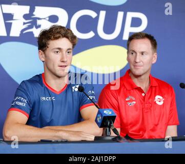 Perth, Australien. 2. Januar 2020; RAC Arena, Perth, Western Australia, Australien; ATP-Cup Team Pressekonferenzen, Spanien; Casper Ruud Norwegen spricht an der Mannschaften Pressekonferenz - Redaktionelle Verwendung Credit: Aktion Plus Sport Bilder/Alamy leben Nachrichten Stockfoto