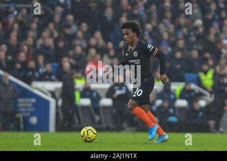 1. Januar 2020, American Express Gemeinschaft Stadium, Brighton und Hove, England; Premier League, Brighton und Hove Albion v Chelsea: William (10) des FC Chelsea mit dem Ball Credit: Phil Westlake/News Bilder Stockfoto