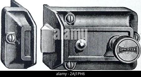 Illustrierter Katalog von Schlössern und Bauherren Hardware. Stockfoto