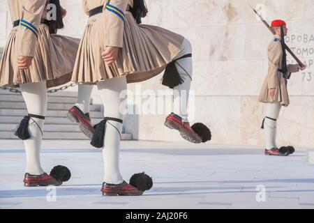 Evzone Soldaten, die Wachablösung, Athen, Griechenland, Europa Stockfoto