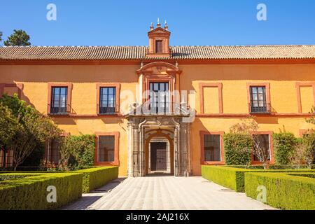 Patio del Crucero (Innenhof der Kreuzung) im Real Alcazar Palast, UNESCO, Sevilla, Andalusien, Spanien, Europa Stockfoto