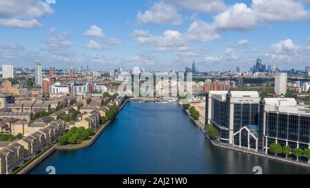 Blick Auf Die Skyline Der Londoner Docklands Von Oben Stockfoto