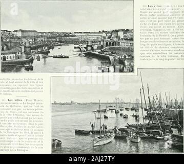 Album géographique: La France. 2 J 9. Les Villes: Saint-Malo. vue générale dd Hebeln fort de la Cité. - Eine rextrémîlè de lestuaire de la Rance, Véritable golfe Larivière où est noyée dans un Flot deau Marine, se dresse jolieville lantique et de Saint-Malo. Passat des Vents du große par les îlots de Cézembreet du Grand-Bé, Port de pêche et de Plaisance aujourdhui, jadis rési Vertrauen redoutable des plus hardis Corsaires de France. Quand le voya - ireur, du unerlaubter Handlung de la Cité, Domine la Rade et la Ville, il aperroit au majestueuses premierplan Les Demeures des Corsaires dautrefois. Peu de villesmaritime Stockfoto