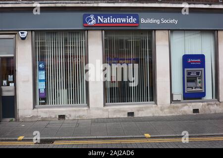 Blick auf die Straße von Wickford, Essex Zweig der Nationwide Building Society, UK. Stockfoto