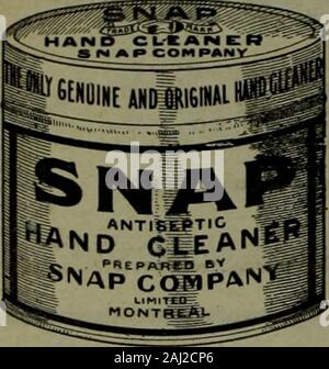 Kanadische Lebensmittelhändler Juli-Dezember 1908. Lecker. Appetitlich Gelees sind was Sie garantieren kann, den Käufern von Shirriff s Gelee Pulver ihre Zusammensetzung ist rein und perfekt. IMPERIAL EXTRAHIEREN FIRMA 18-22 Church Street, Toronto, Kanada Die kanadische Lebensmittelhändler, was PROFITIEREN? Die wichtigste Frage für Sie ist, ist nicht es? Nun, wir können Ihnen sagen, dass das Ergebnis der SNAP die Weltbesten HAND CLEANER ist ausgezeichnet, da Sie durch readilyfind gettinga quo-tation von ihrem Job-ber auf Probe bei. Der Unterschied zwischen Sicherungsring und Seife ist die Tatsache, dass Snap instan-gleichzeitig jede Art von Fett entfernt, Farbe Stockfoto